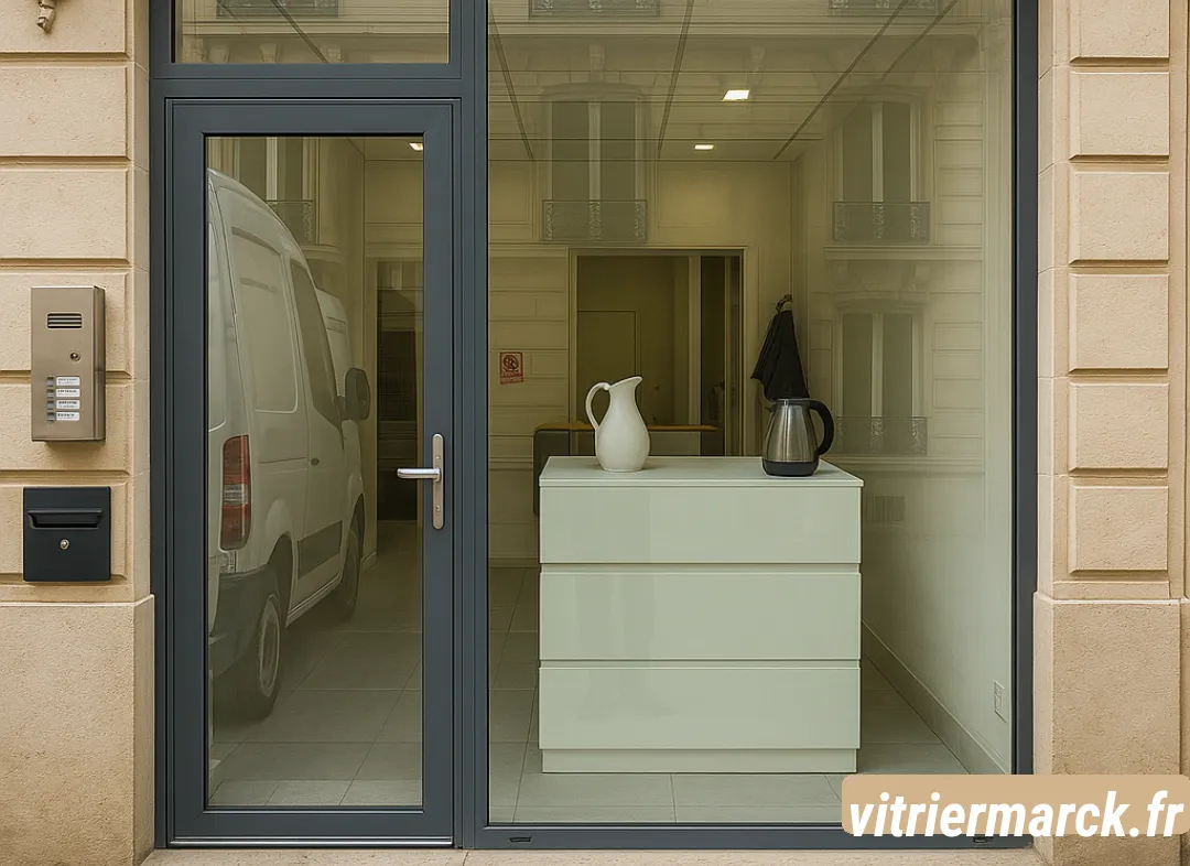 Façade vitrine de magasin en aluminium sur mesure à Marck